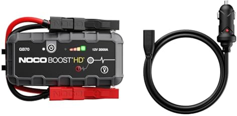NOCO Boost HD GB70 2000A 12V UltraSafe Starthilfe Powerbank, Auto Batterie Booster & GBC011 Boost X 65W 12V- Autoladegerät für GBX45, GBX55, GBX75 und GBX155 UltraSafe-Lithium-Starthilfen