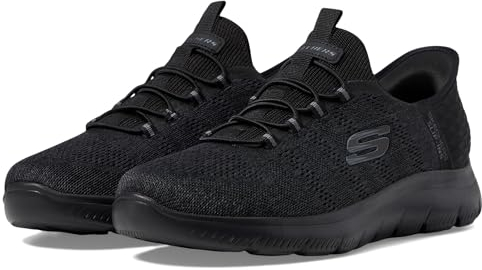 Skechers Men's Summits Key Pace Hands Free Slip-in Sneaker, Black Mesh, 9 UK