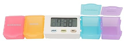 OKJHFD Pillen-Organizer-Box, 7-Tage-Tag, Wöchentliche Medikamenten-Aufbewahrungsbox, Täglicher Pillen-Organizer Mit Timer-Erinnerung, Große Kapazität, Tablet-Box, Reise-Tablet-Organizer(4 grids)