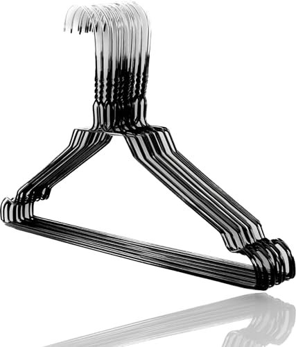 HOME PRO Kleiderbügel, schwarz, aus Metall, platzsparend, 50 Stück, bunt und langlebig, organisiert Ihren Kleiderschrank mit Stil, ideal für Hosen und Kleider, 40 cm