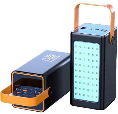 Laptop-Powerbank/Camping-Lampen-Powerbank, 66 W, Schnellladung, 120.000 mAh, große Kapazität, Mobile Stromversorgung (120.000 mA/Schwarz [Schnellladung])