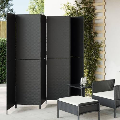 Festnight 6 teilig Paravent Poly Rattan Outdoor Faltwand Raumteiler Trennwand Sichtschutz Klappbar Raumtrenner Faltbar Stellwand Außen Innen Balkon Terrasse 294x180 cm