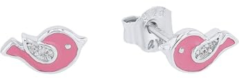 Prinzessin Lillifee Ohrstecker 925 Sterling Silber Mädchen Kinder Ohrschmuck, mit Zirkonia synth., 0,5 cm, Silber, Vogel, Kommt in Schmuck Geschenk Box, 2037818