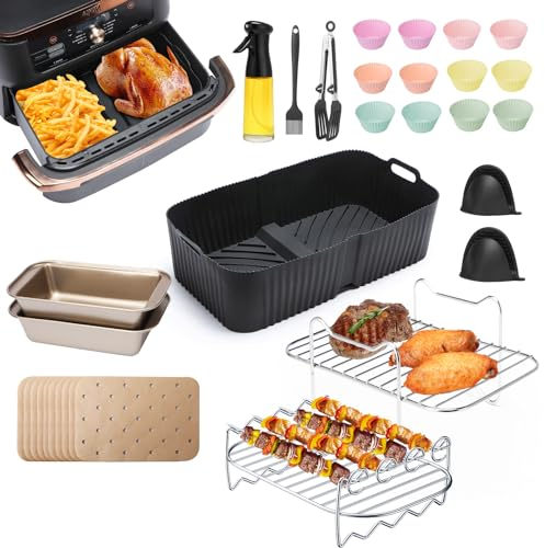 ENSINE Accesorios Para Freidora De Aire, 23 Piezas De Accesorios Cocina Para Ninja Foodi Flex 10,4 L AF500EU, Incluyendo Moldes De Silicona, Moldes De Repostería, Pulverizador, Rejilla, Etc.
