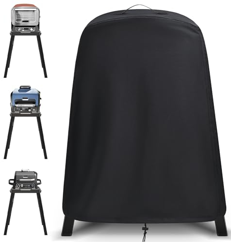 Amerbro Housse de Barbecue – Compatible avec Le Barbecue d'extérieur Ninja Woodfire et Four à Pizza sur Son Support – Housse de Four à Pizza Ninja – Noir – 23,9 x 7 x 27,9 cm