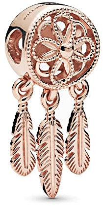 Wedanor Damen Rose Gold Spiritual Dreamcatcher Anhänger für Armband 925 Sterling Silber Geburtsstein Charms Beads passend für Armband
