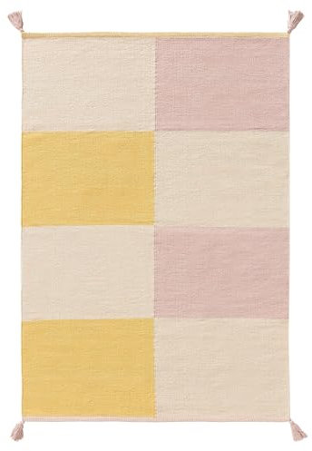 benuta Lytte Kinderteppich Anton - Multicolor/Gelb 90x130 cm - 100% Baumwolle - Rechteckig & im Style: Kindermotive, Scandi Living - Pflegeleicht für Wohnzimmer Schlafzimmer