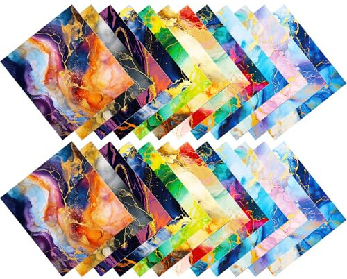 24 Blatt Marmor Muster Papier, 12 Designs Scrapbook-Papier, 6X6 Aquarellkarton Block, Scrapbook-Zubehör Set Marmorbronzierungs-Bastelpapierblöcke Für DIY Scrapbook-Erstellung