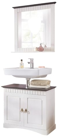 clever-moebel Badmöbel Set Kiefernholz, weiß, 2tlg. | Landhausstil
