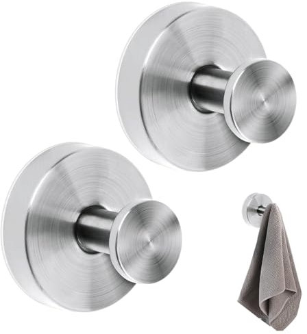JIANGBINGREN 2 Pcs Reusable Suction Hooks, Stainless Steel Suction Cups Hook, Waterproof Heavy Shower Towel Hanging Holder, Used for Bathroom, Glass Door, Kitchen, Mirror and Other Smooth Walls