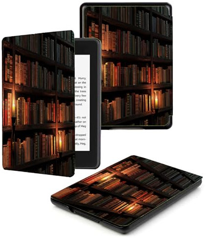 for 6 Kindle Paperwhite 5/6/7th Generation Case 2012,2013,2015,2016 Version (Model: EY21 / DP75SDI),Slim PU Leather Hard Cover for Kindle Paperwhite 6 inch,Black Retro Library