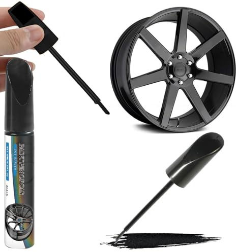 Cutiolly Lackstift Schwarz,1pc Lackstift Auto,Lackstift Schwarz Matt,Felgen Reparaturset,Autolack Kratzer Entferner,Felgen Lackstifts,Felgenreparatur Lackstifts,Felgen Ausbesserungslack