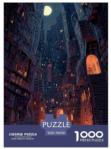 The City of Books Jigsaw Puzzles Puzzles for Adults Kids. 1000 Piece Interesting Whimsical Challenge Toy Educational Game Home Decoration for Educational Games Gifts 70x50cm/1000pcs