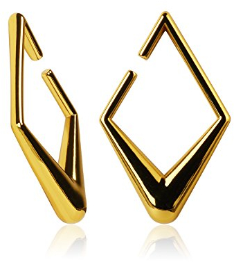 KUBOOZ Gold Stainless Steel Rectangle Ear Weights Tapers Stretched Hangers Heavy 6mm 2g