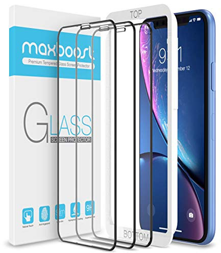 Maxboost Lot de 3 protecteurs d'écran bord à bord pour Apple iPhone 11 et iPhone XR (6,1) [Touch Précise] Protection d'écran intégrale en verre trempé compatible avec iPhone XR/11