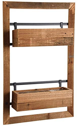 AubryGaspard - Fioriera doppia da parete, in legno e metallo