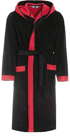 Revise RE-855 Men's bathrobe with bamboo fiber - towel -sauna - pool - Black - red – XL