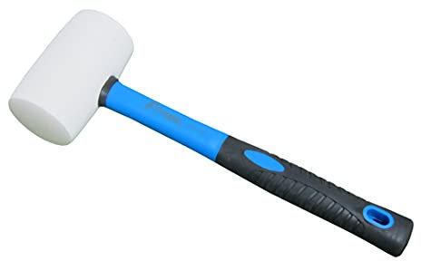 Weißer Vollgummihammer, Fiberglas-Griff mit weichem Gummigriff, Gesamtgewicht 0,6 kg, nicht abfärbender Hammer (473 g)