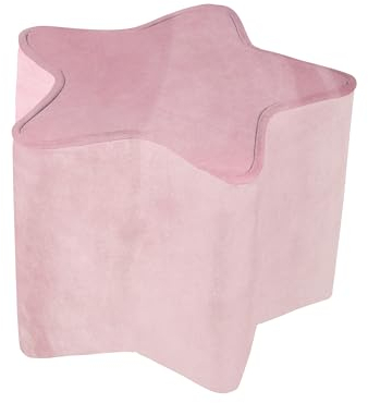 roba Kinderhocker Lil Sofa in Sternform - Bequemer Hocker in rosa Samtstoff - Polstermöbel Pouf für Kinderzimmer - Sitzhöhe 24 cm