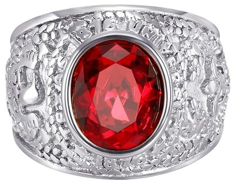 BOBIJOO Jewelry - Bague Chevalière Homme Université USA Fleur de Lys University Acier 316L Argenté - 56 (7 US), Rouge - Acier Inoxydable 316