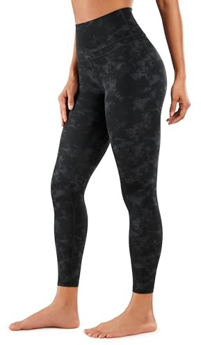 CRZ YOGA Mujer Naked Feeling Deportivos 7/8 Leggings Yoga Fitness Pantalon de Cintura Alta con Bolsillos-64cm La Niebla de Tinta de Humo 44