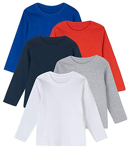 Lovjoy Kids’ Long Sleeve T-Shirts – Soft 100% Cotton Tops for Boys & Girls – Ideal for Nursery, School & Play – Multi-Pack – 12 Months to 6 Years