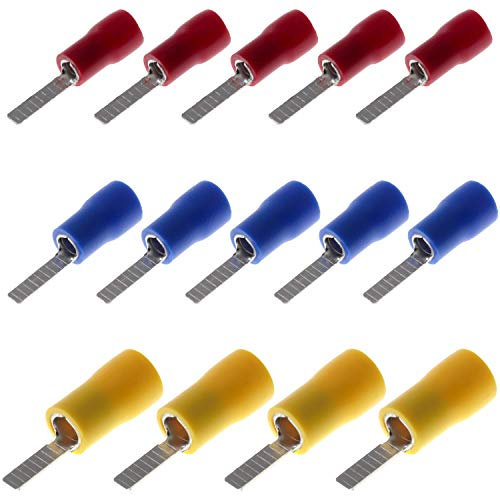 Flachstift Kabelschuhe Kabel Steckverbinder 10mm Stift 0.5-6.0 mm² Flat Pins (10mm Stift | Rot | 0.5-1.5mm², 50 Stück)