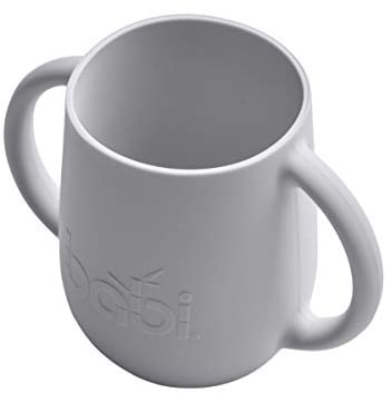 BABI® Baby Toddler Large Silicone Sippy Cup, Plastic Free, 100% Food Grade Silicone, with Two Comfort Handles, Perfect Sippy Cup for Training 200ml (Grey)