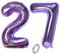 Hopewey Zahlballon 27, Lila, 2 Stück, 40 Zoll, Wiederverwendbar, Unisex, Erwachsene, Mädchen (27. Geburtstag), Geburtstag, Numerisch