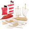 Baker Ross FE274 Piraten Schiff Holz Bastelset - 3er Pack, Kleine Bausätze für Kinder zum Basteln, Mittel