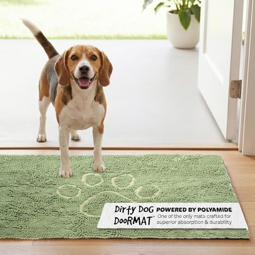 Dog Gone Smart Dirty Dog Doormat Cute Paw Print Ultra Water Absorbent Fast Drying Microfiber Small, Medium, Large and Runner Heavy Non-Skid/Slip Backing Machine Wash, Rain Snow Muddy Wet Shoes & Paws