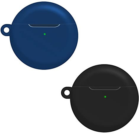 Micnos Silicone Liquido Ufficiale Custodia in siliconecompatibile con Gli Auricolari Huawei FreeBuds 4, Custodia Antiurto, Supporta Il Caricamento Wireless -Nera+Blu