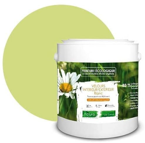 BOX DECO COULEURS Pintura natural ecológica interior exterior con aspecto terciopelo Natura – 2,5 l/33 m² [Clase energética A+], verde anís