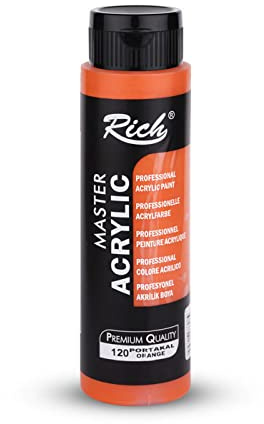 Rich Master Acryl Farbe 500ml - Orange Cremige Acrylfarbe auf Wasserbasis, schnell trocknend, lichtecht, wasserfest, zum Auftragen mit Pinsel auf Leinwand, Papier und Holz