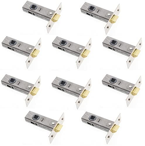 Sterling TML125 Internal 2 1/2 65mm Nickel Tubular Mortice Latch 2.5 10 Pack, Brass