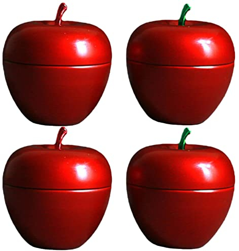 ABOOFAN 4 Stücke Metall Teedose Weihnachten Keksdose Rot Apfel Metalldose Plätzchendose Blechdose Süßigkeiten Dose Weihnachtsdose Geschenkdose Vorratsbehälter für Kaffee Tee Gewürz Lebensmittel