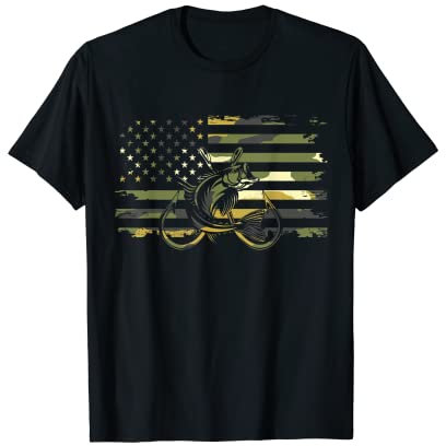 Amerikanische Flagge, Camouflage, Angelbekleidung T-Shirt