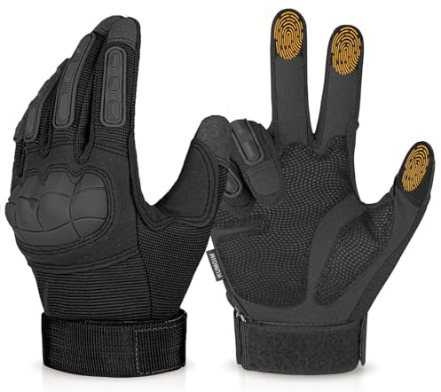 KUMGIM Tactical Gloves for Men Women, Motorcycle Gloves Touchscreen Airsoft Hunting Shooting Glove Black Tan for Outdoor Paintball Work Motorcycle Climbing Survival Training