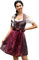 Trachtenkleid Dirndl Kurz Damen Midi für Oktoberfest 3tlg.- DREI Teilig: Kleid, Bluse, Schürze Burgundy34
