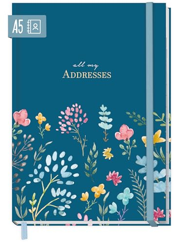 paper&you® Carnet d'adresses A5 avec onglet A-Z [Happy Flower] Livre pour contacts, anniversaires & mots de passe - durable & respectueux du climat