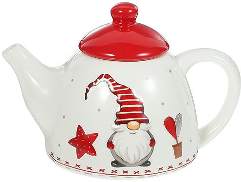 Kichvoe Teekessel Weihnachts- Tee-Ei Zwerg- Mit Losen Blättern Weihnachts-Kaffeekanne Milchkanne Für Weihnachtsdekorationen Porzellan- Hausbedarf