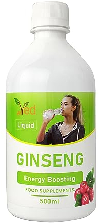 Ved Liquid Ginseng Nahrungsergänzungsmittel – mit Sibirischer Ginseng und Panax Ginseng – Für Energie und Vitalität – 33-Tage-Versorgung (500 ml, 1 Stück).