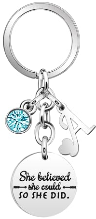 Inspirational Gift Key Chains She Believe She Could So She DidEncourage Key Rings for Her Women Girls Sister BFF Best Friends Bestie Colleague Graduation Birthday Christmas Anniversary Key Chain (A)