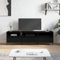 Coavain Mobile Porta TV Nero 150x30x44,5cm in Legno Multistrato - Mobiletto Basso Con Vetrina per Soggiorno - Da Terra