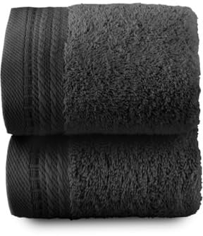 Top Towel - Premium - Toallas de baño Grandes - Toallas baño - 2 Toallas de Cara o Bidet -30x50 cms - Algodon 100% - 600 Gramos - Negro