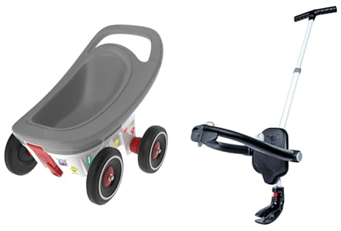 BIG - Buggy - 3-in-1 Multifunktions-Anhänger & BIG-Premium-Schubstange - 4-fach höhenverstellbare Schiebestange, für die BIG-Bobby-Car Modelle Classic, Next, New und Neo, für Kinder ab 1 Jahr