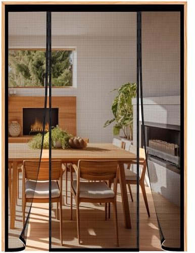 Mosquitera Puerta Magnetica 170(43/84/43) x190cm, Doble Apertura Lateral Cortina Magnética Puerta Exterior para Balcón Puerta Corredera de Patio, Mosquitera de Malla Negro