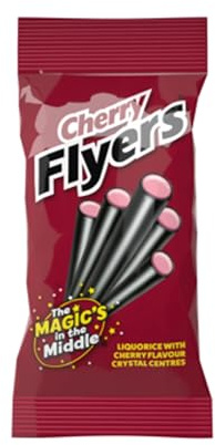 Flyers Cherry Liquorice Sticks - 7 Pack x 12 | Juicy Cherry Flavoured Sweets | Bulk Candy Pack for Parties & Celebrations | Chewy Liquorice with Tangy Cherry Crystal Centre, Vegan Sweets for Parties, Events & Everyday Snacking, 84 Count Bulk Box