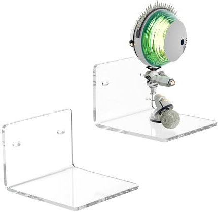 Sezanrpt 4 Inches Clear Small Wall Shelves, 4mm Thickness Acrylic Small Floating Shelf for Figures, Plants, Security Cameras, Speakers, Moisture-proof, 2 Pack