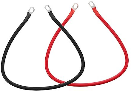 Gogogmee Batteria per Auto 2 Pezzi Cavo di Alimentazione Cavo Batteria in Rame con Occhielli 16 Mmq 50 Cm Cavo per Cablaggio